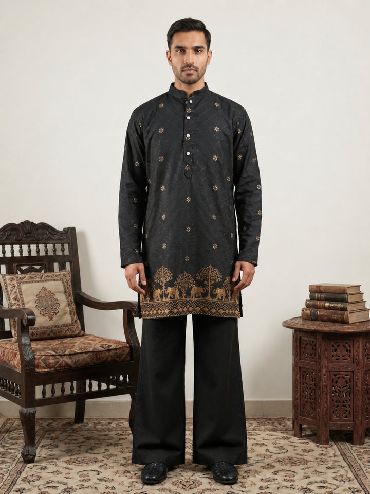 Premium Printed &amp; Thread Work Kurta With Korean Pants