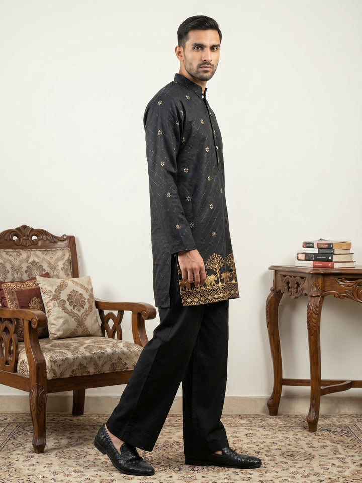 Premium Printed &amp; Thread Work Kurta With Korean Pants
