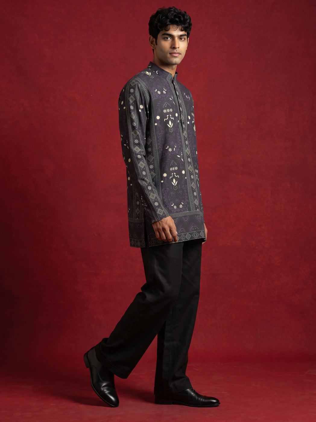 Cotton Blend Ethnic Printed Kurta With Korean Pants