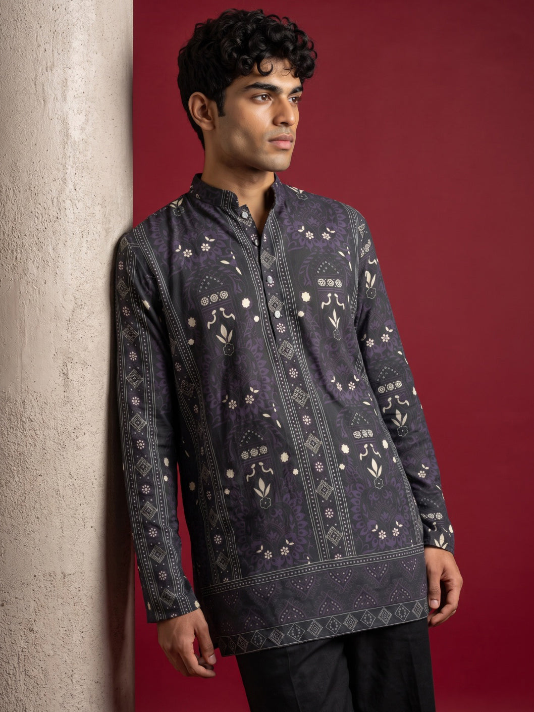 Cotton Blend Ethnic Printed Kurta With Korean Pants
