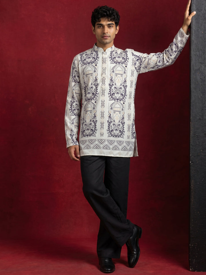 Cotton Blend Ethnic Printed Kurta With Korean Pants