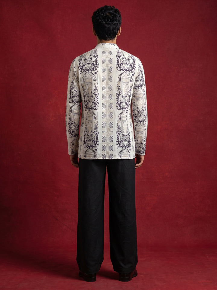 Cotton Blend Ethnic Printed Kurta With Korean Pants