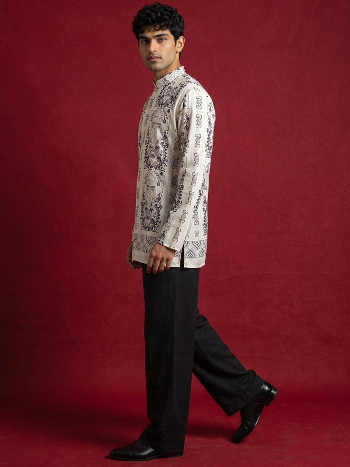 Cotton Blend Ethnic Printed Kurta With Korean Pants