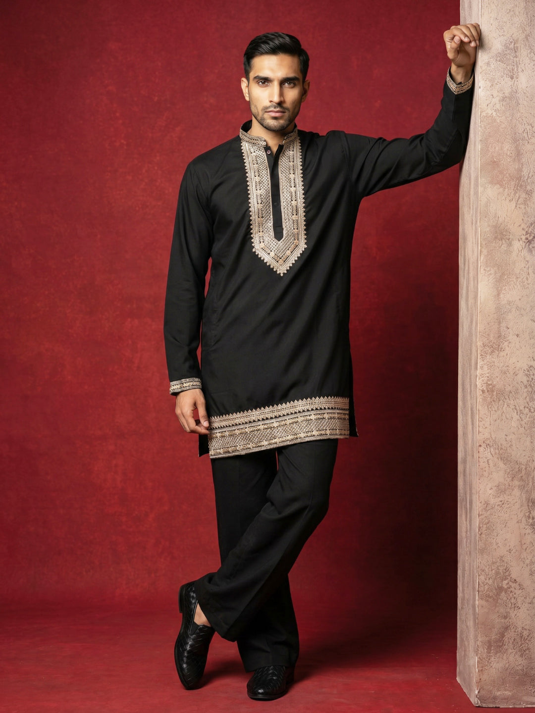 Japanese Fabric Embroidered Kurta With Korean Pant Set
