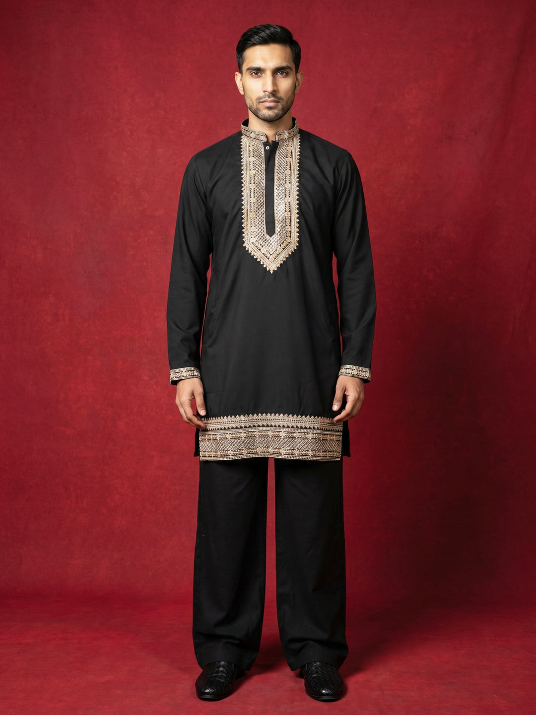 Japanese Fabric Embroidered Kurta With Korean Pant Set