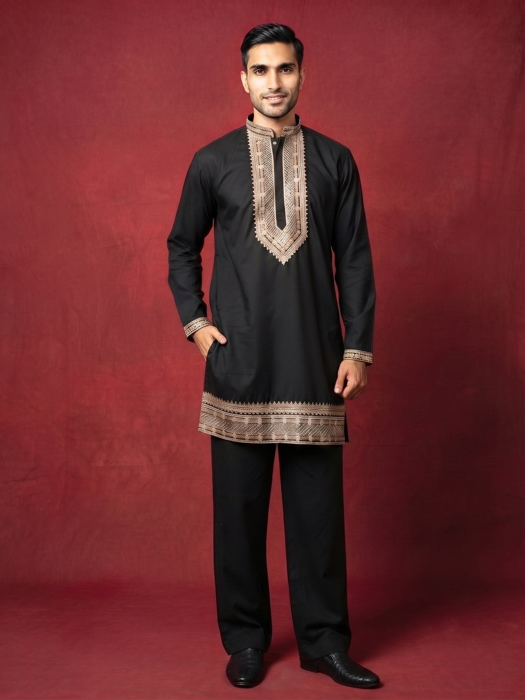 Japanese Fabric Embroidered Kurta With Korean Pant Set