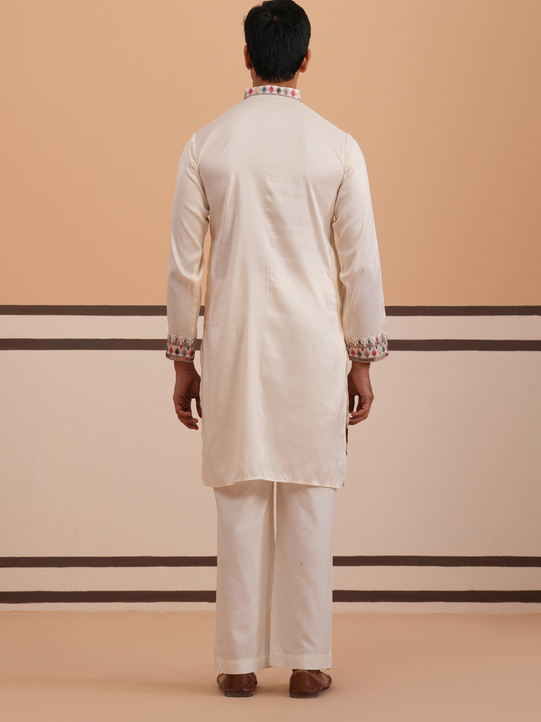 Floral Embroidered Silk Blend Kurta Set