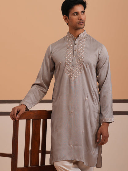 Men'S Geometric Embroidered Kurta Set