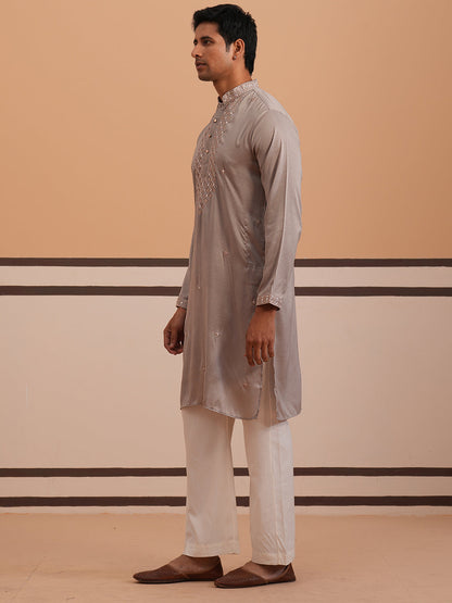 Men'S Geometric Embroidered Kurta Set