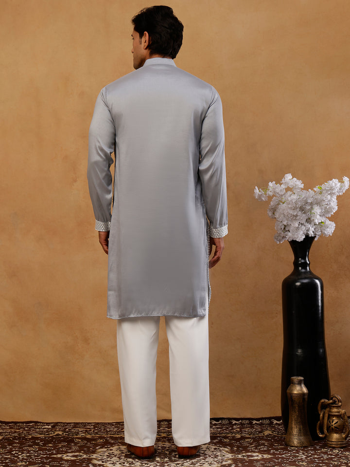 Modern Ethnic Silk Blend Kurta With Korean Pants