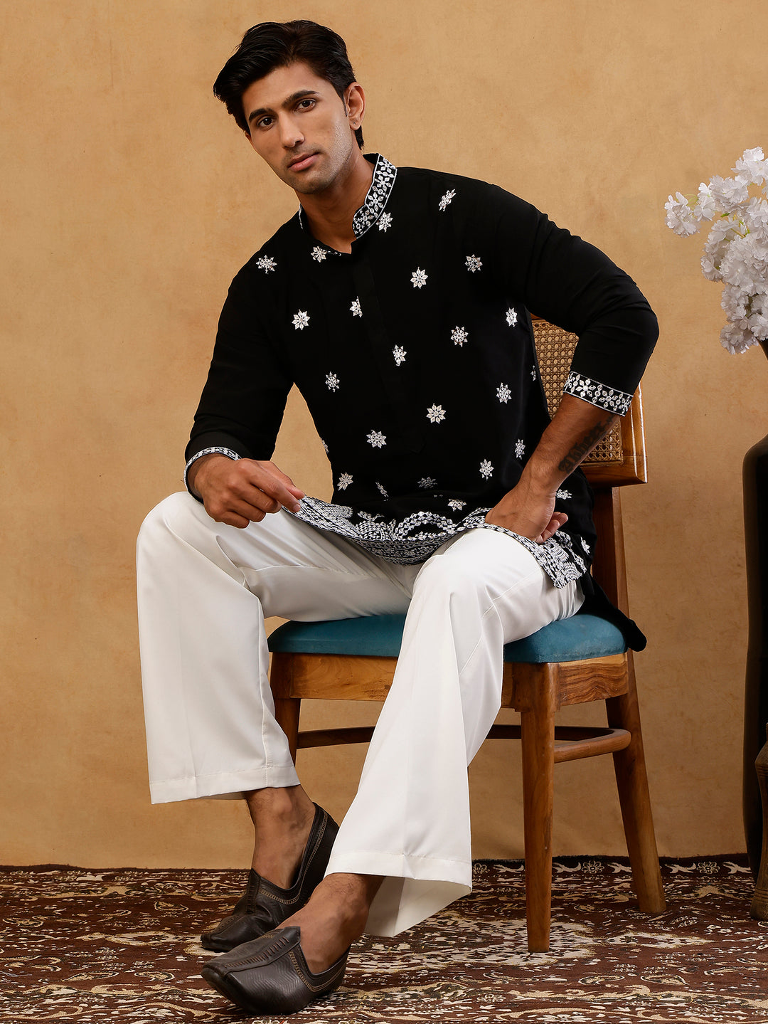 Premium Japanese Fabric Embroidered Kurta With Korean Pants