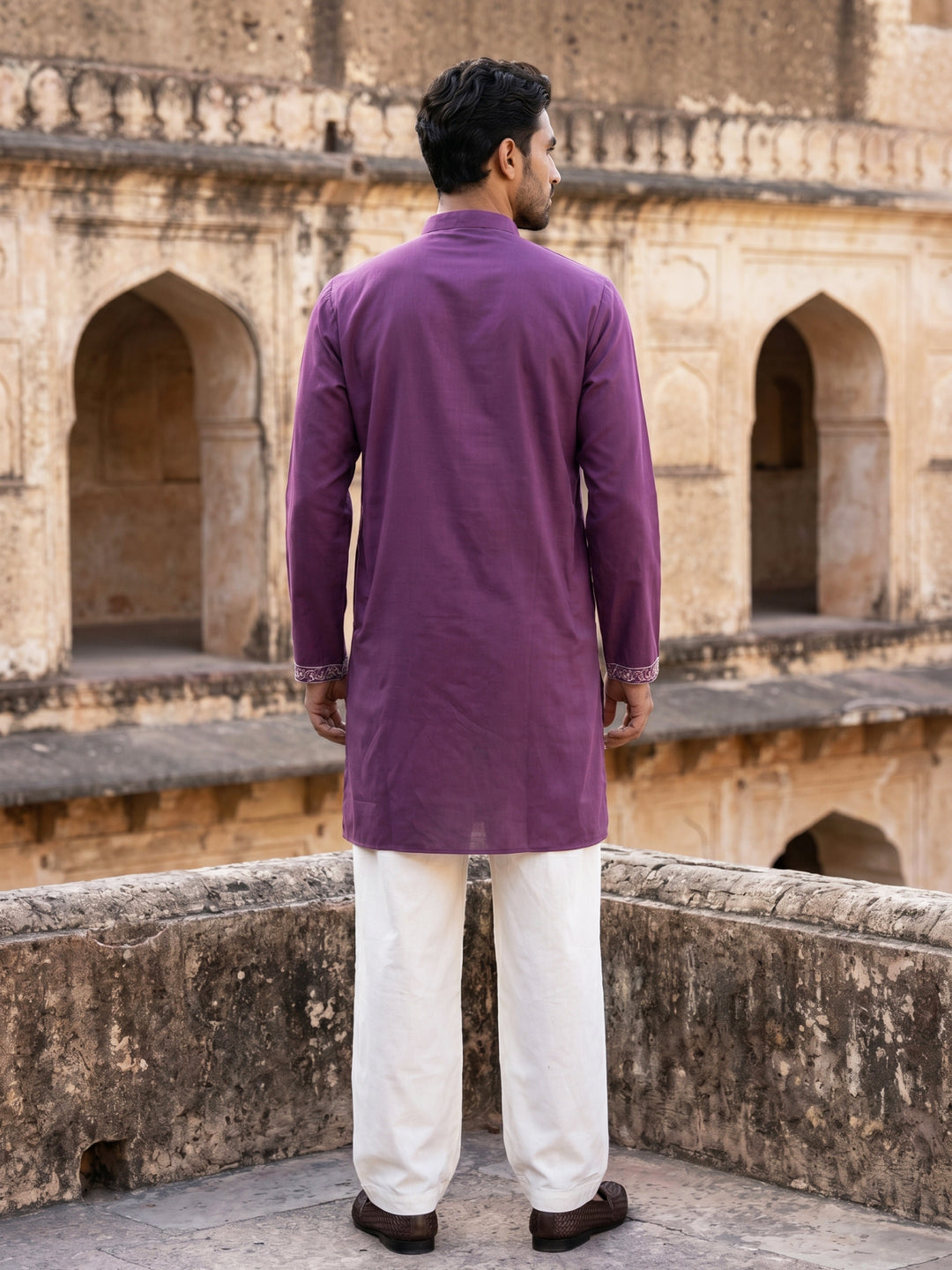 Cotton Blend Floral Embroidered Kurta Set