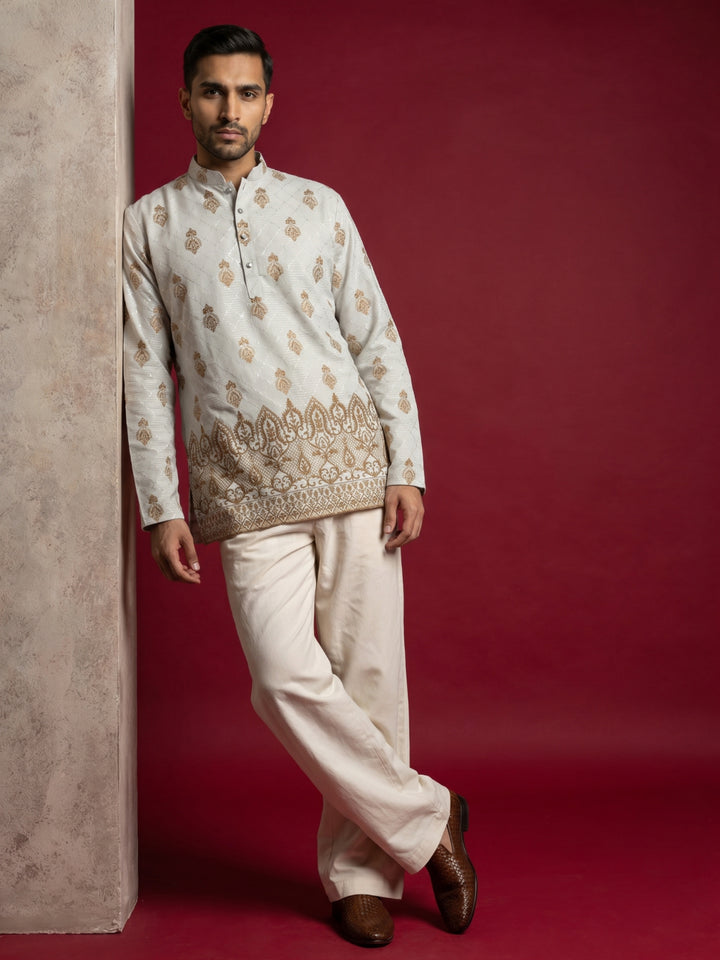 Premium Printed &amp; Thread Work Kurta With Korean Pants