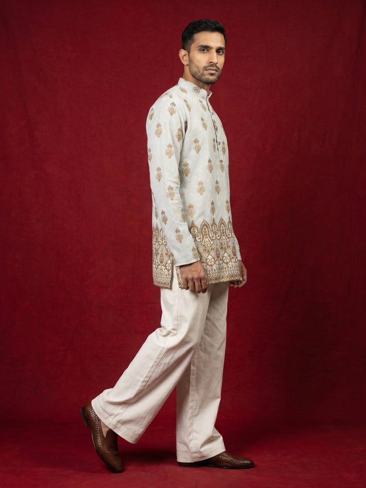 Premium Printed &amp; Thread Work Kurta With Korean Pants