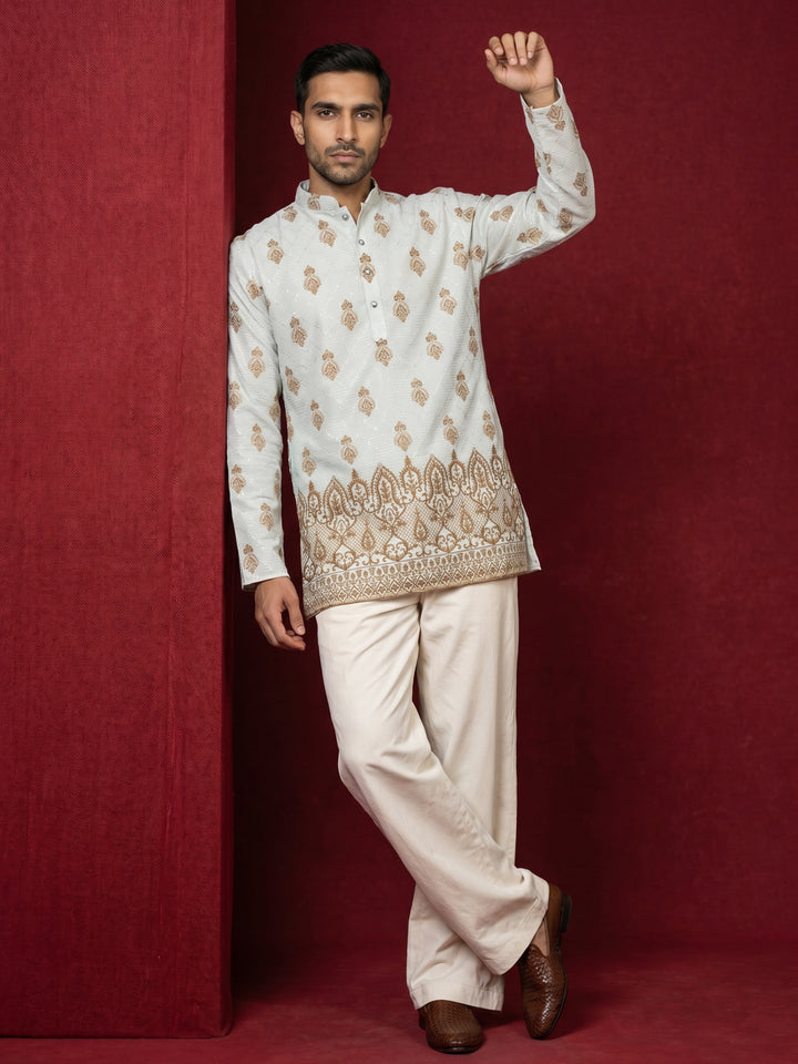 Premium Printed &amp; Thread Work Kurta With Korean Pants