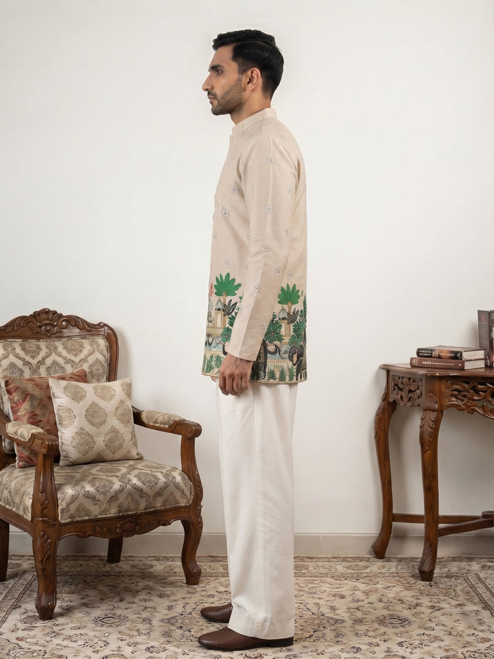 Premium Cotton Blend Printed Ethnic Kurta With Korean Pants