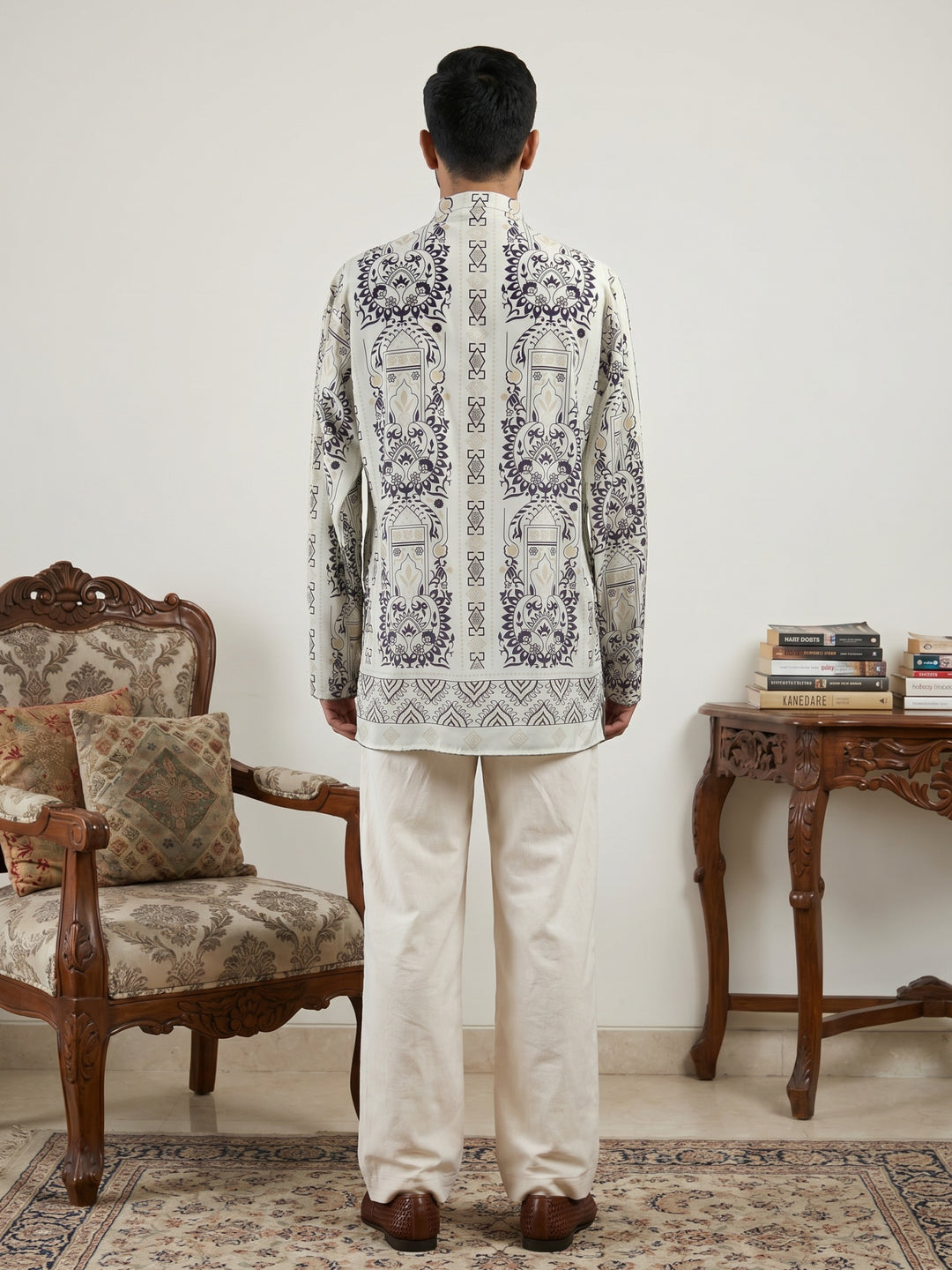 Cotton Blend Ethnic Printed Kurta With Korean Pants