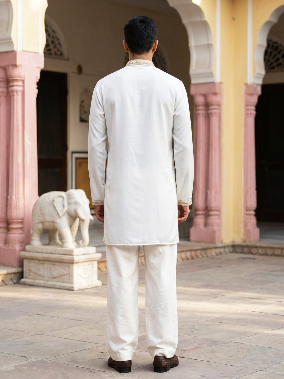Japanese Fabric Embroidered Kurta With Korean Pant Set