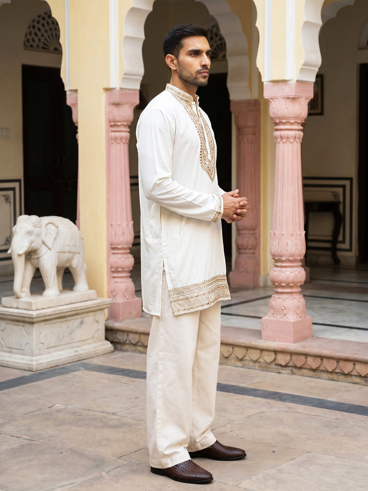 Japanese Fabric Embroidered Kurta With Korean Pant Set