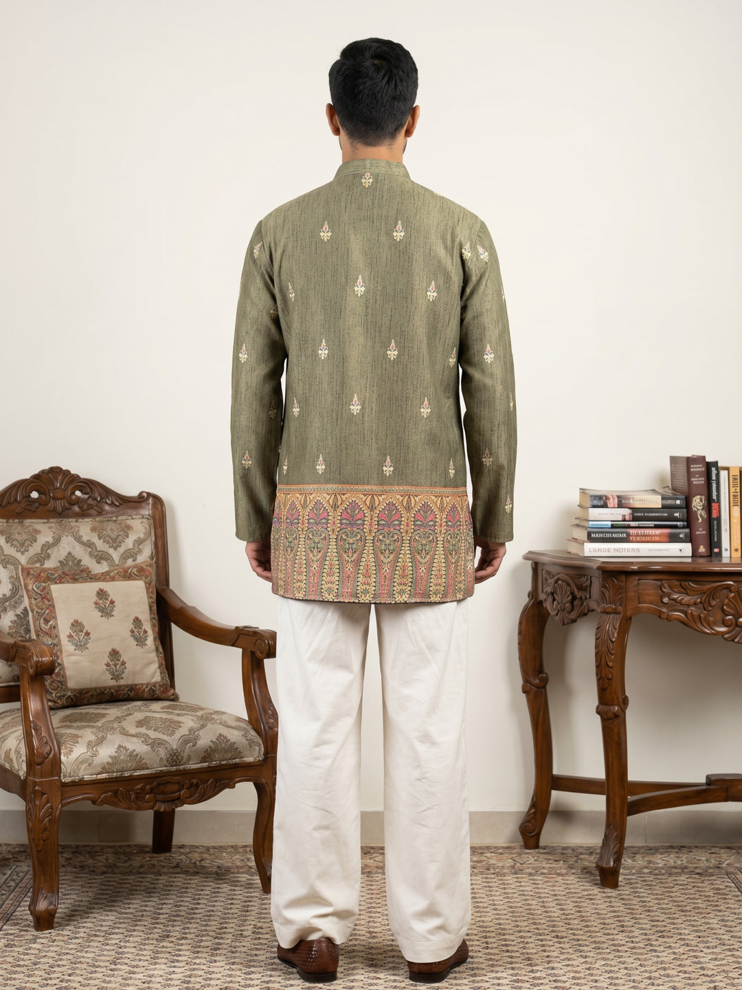 Cotton Blend Printed Kurta With Korean Pant Set