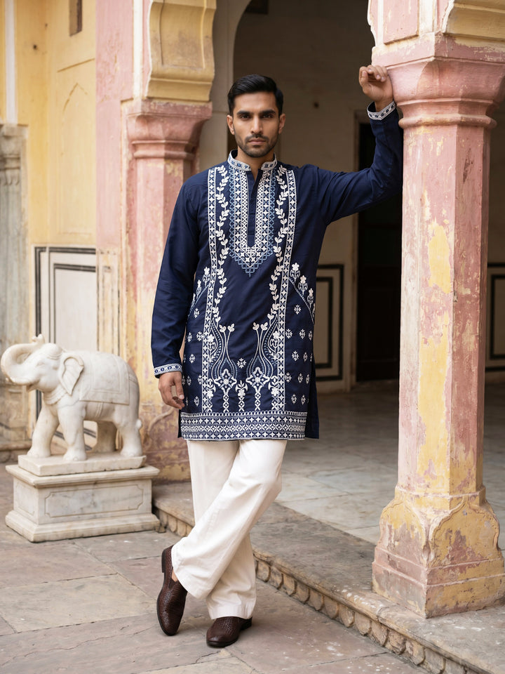 Ethnic Embroidered Japanese Fabric Kurta With Korean Pant Set