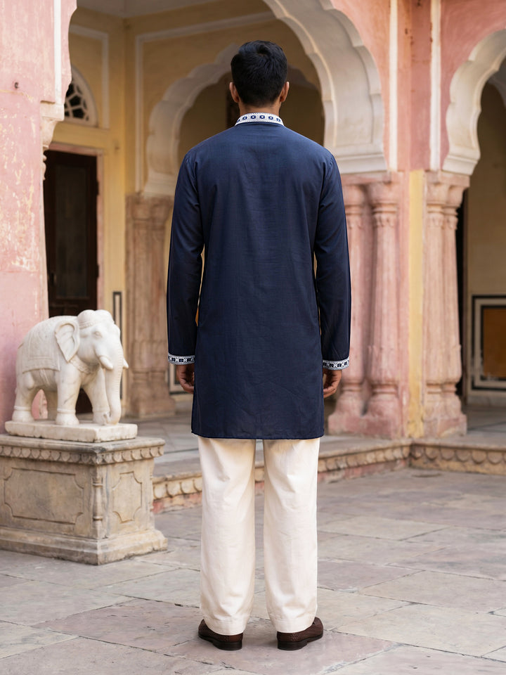 Ethnic Embroidered Japanese Fabric Kurta With Korean Pant Set