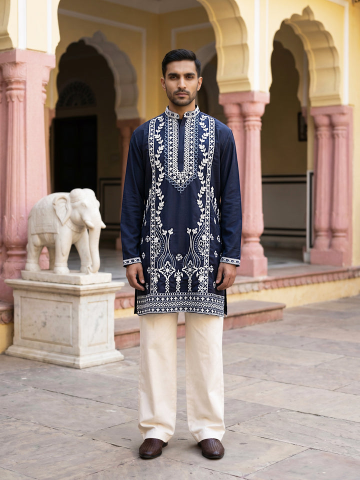Ethnic Embroidered Japanese Fabric Kurta With Korean Pant Set