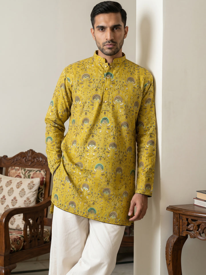 Silk Blend Foil Print Kurta &amp; Korean Pants Set