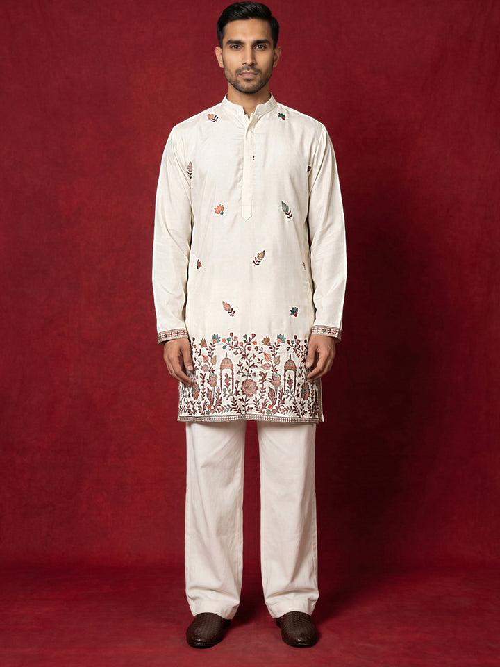 Japanese Fabric Embroidered Kurta &amp; Korean Pants Set