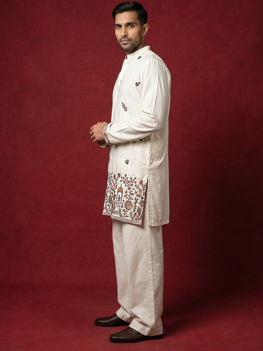 Japanese Fabric Embroidered Kurta &amp; Korean Pants Set