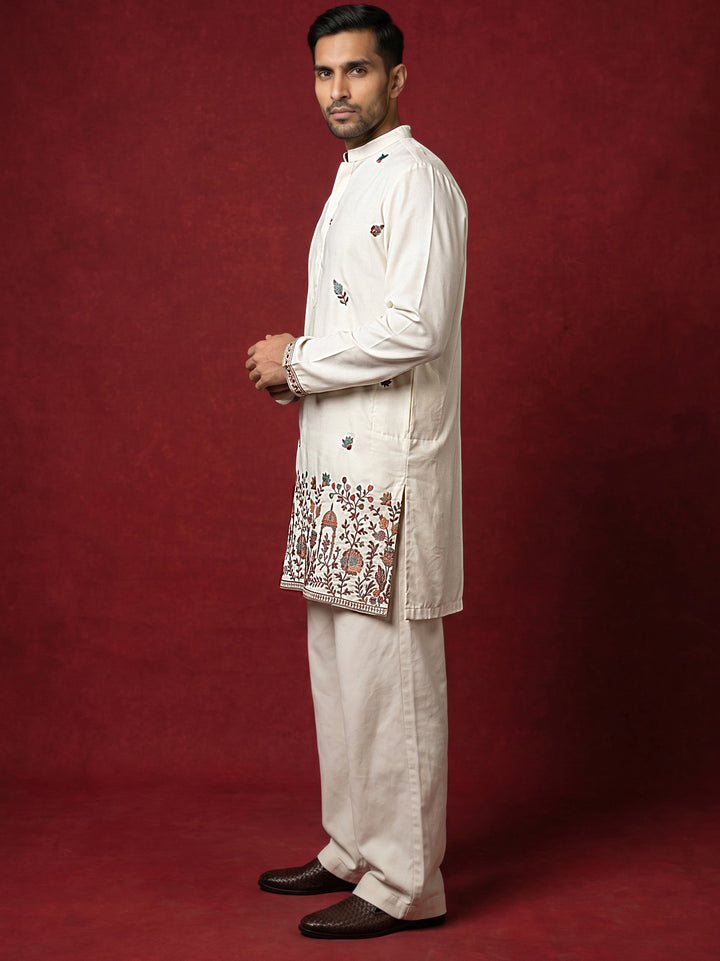 Japanese Fabric Embroidered Kurta &amp; Korean Pants Set