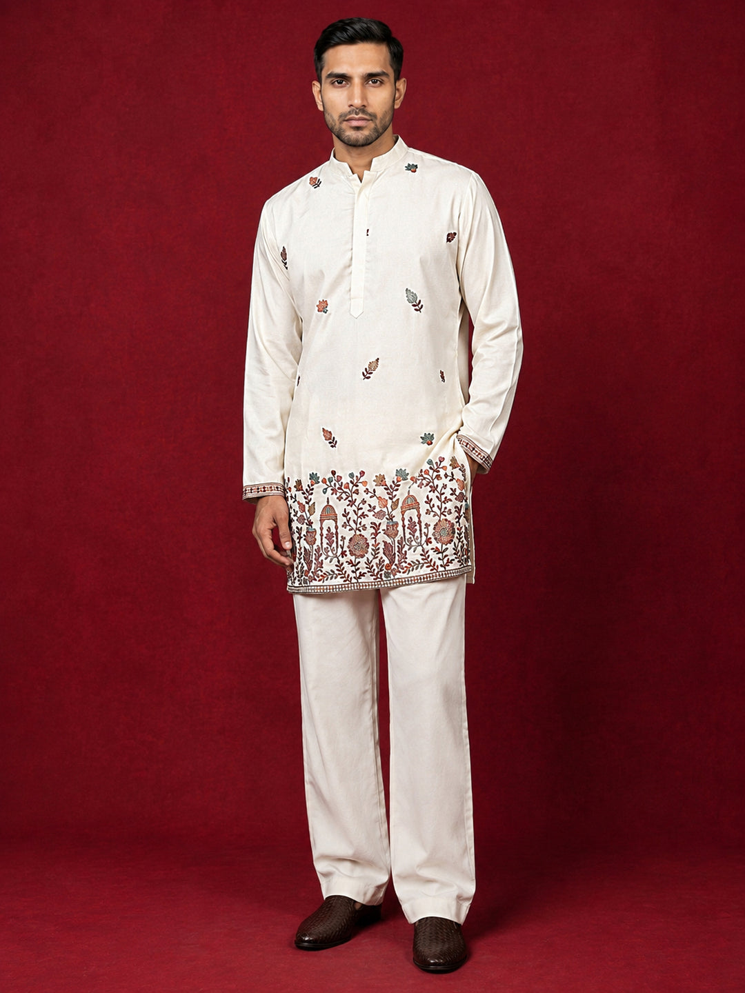 Japanese Fabric Embroidered Kurta &amp; Korean Pants Set
