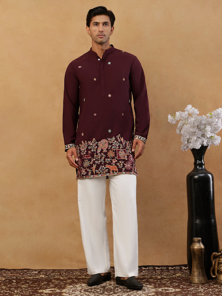 Japanese Fabric Embroidered Kurta With Korean Pants