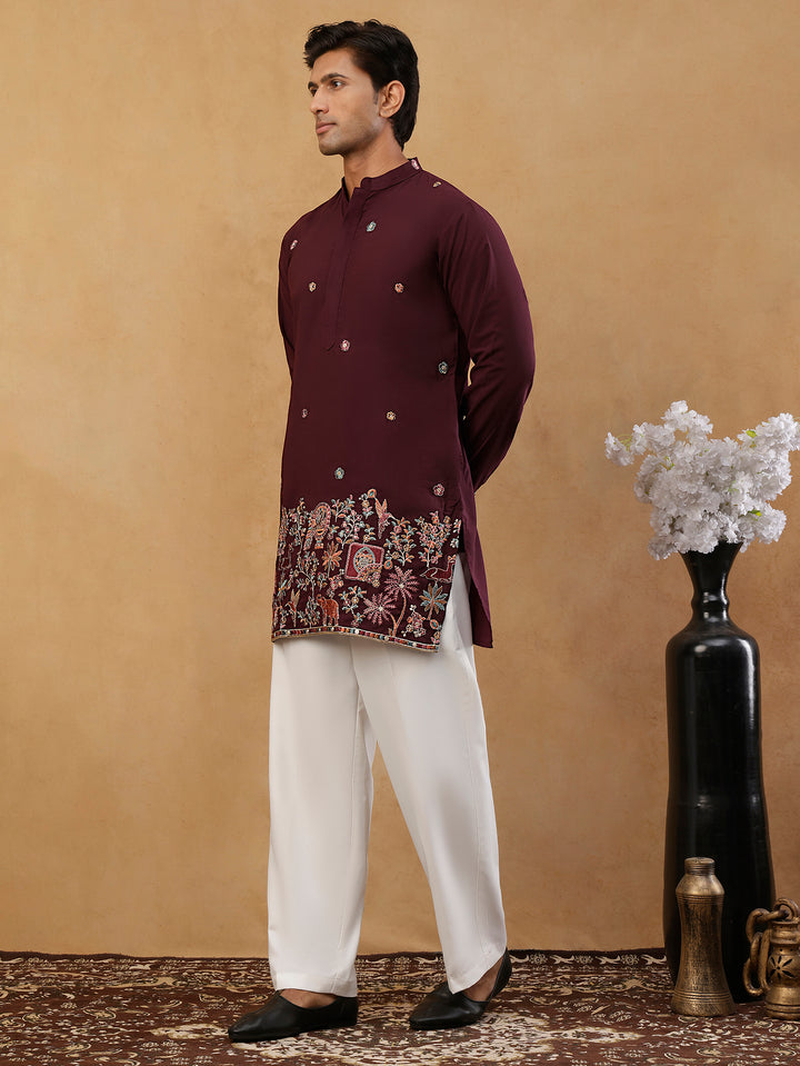 Japanese Fabric Embroidered Kurta With Korean Pants