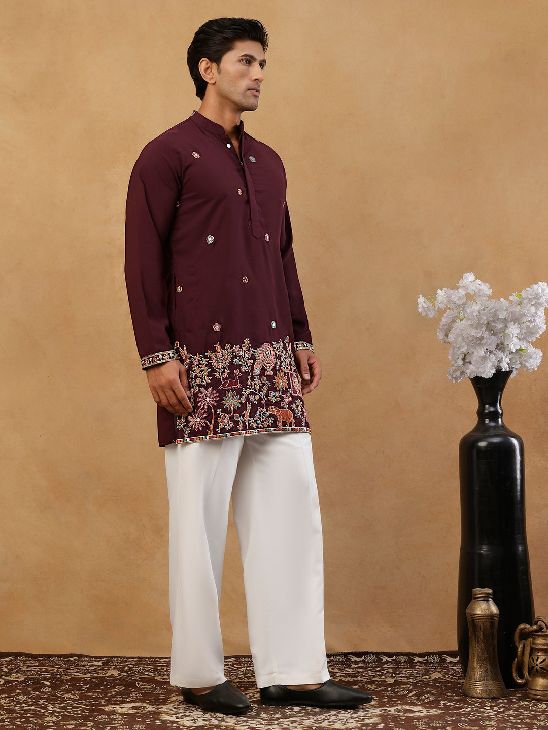 Japanese Fabric Embroidered Kurta With Korean Pants