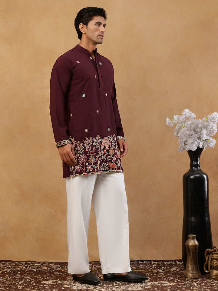 Japanese Fabric Embroidered Kurta With Korean Pants