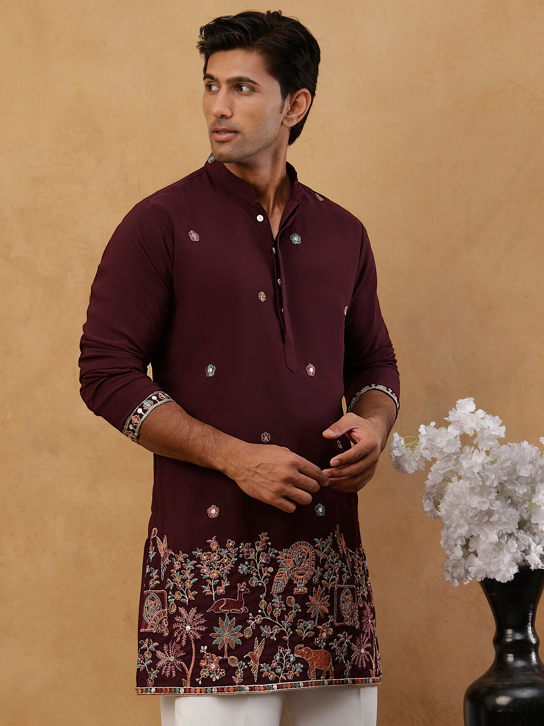 Japanese Fabric Embroidered Kurta With Korean Pants