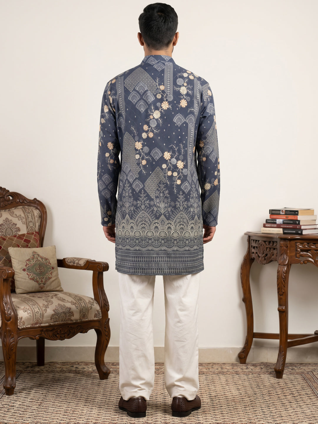 Traditional Cotton Blend Printed Kurta With Korean Pants