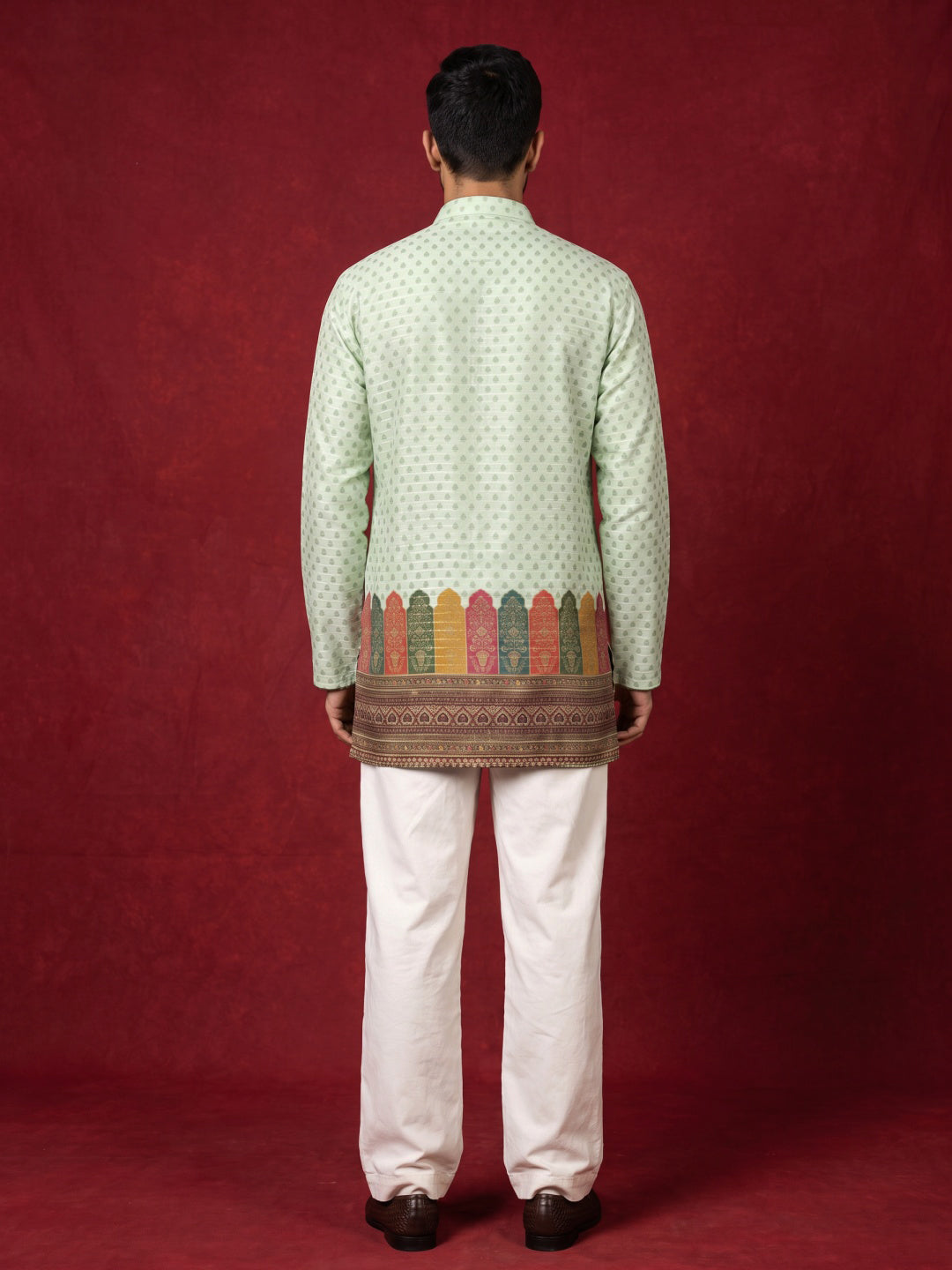 Cotton Blend Printed &amp; Thread Work Kurta With Korean Pants