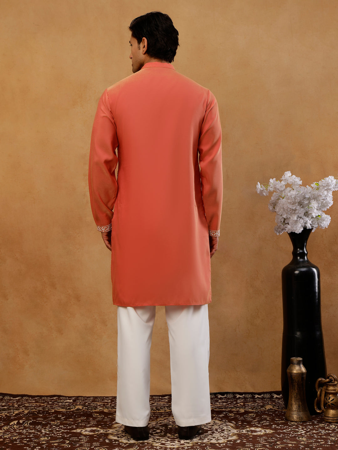 Floral Embroidered Kurta With Korean Pants