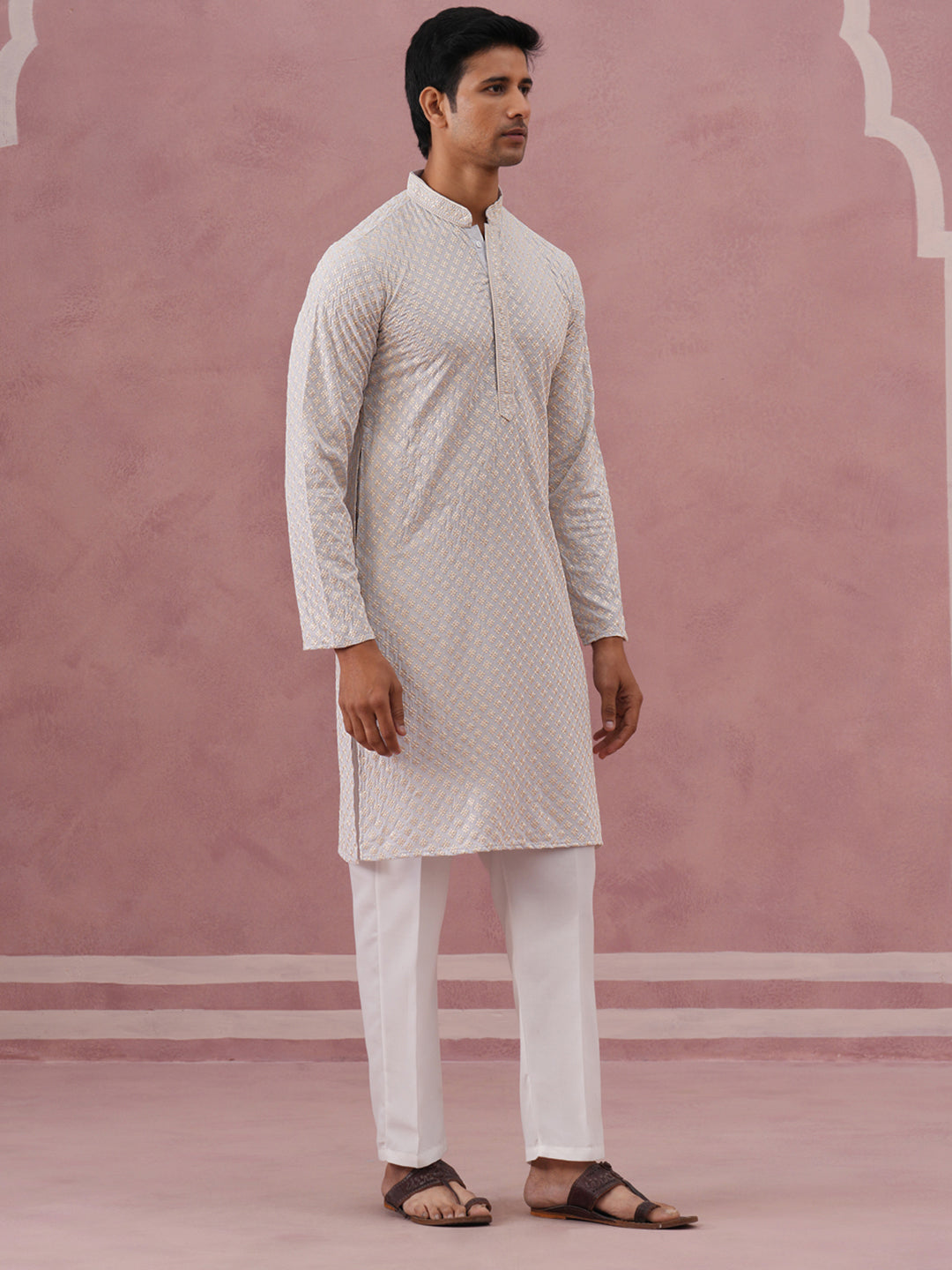 Viscose Rayon Traditional Embroidered Kurta Pyjama