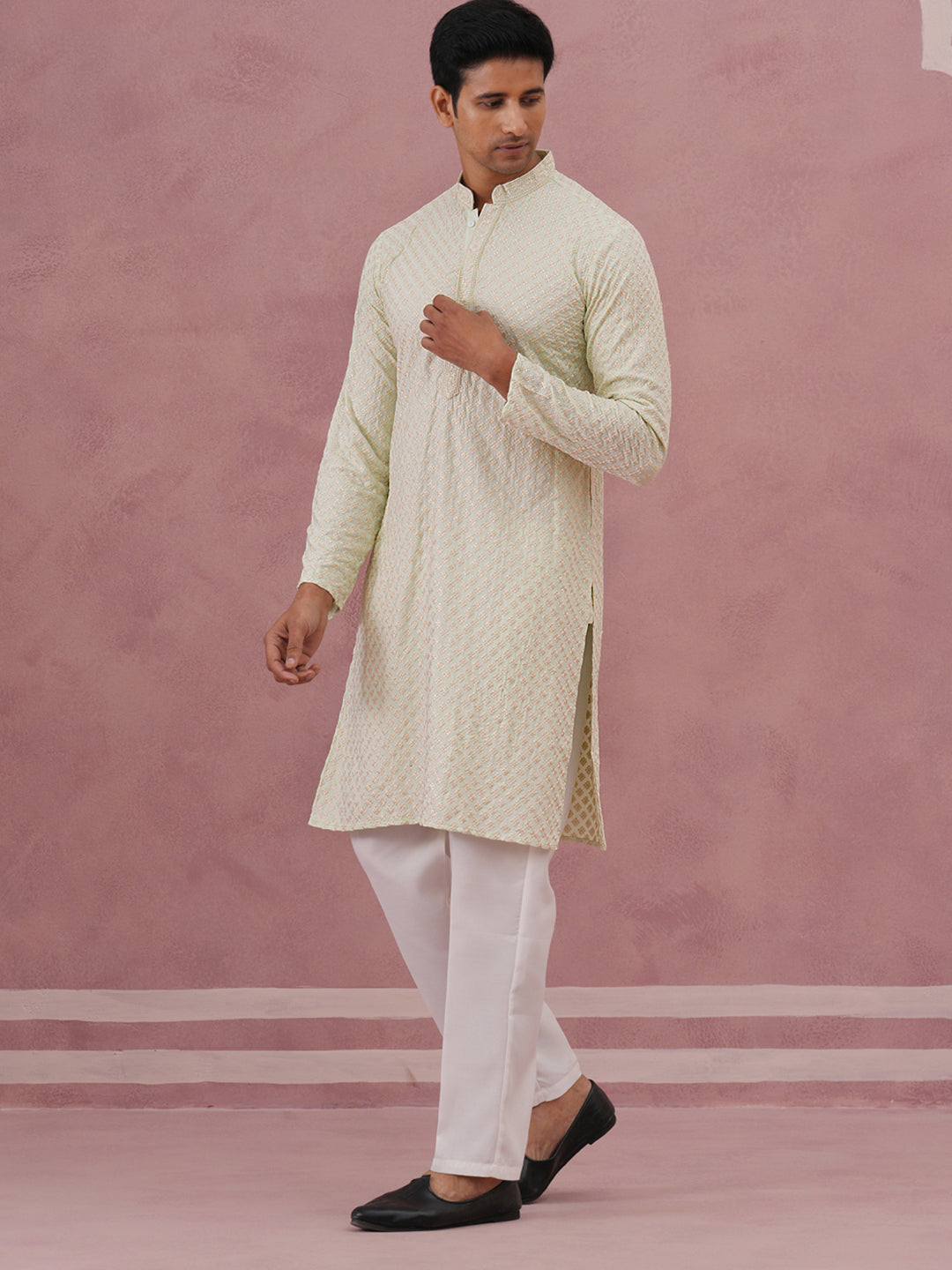 Viscose Rayon Traditional Embroidered Kurta Pyjama