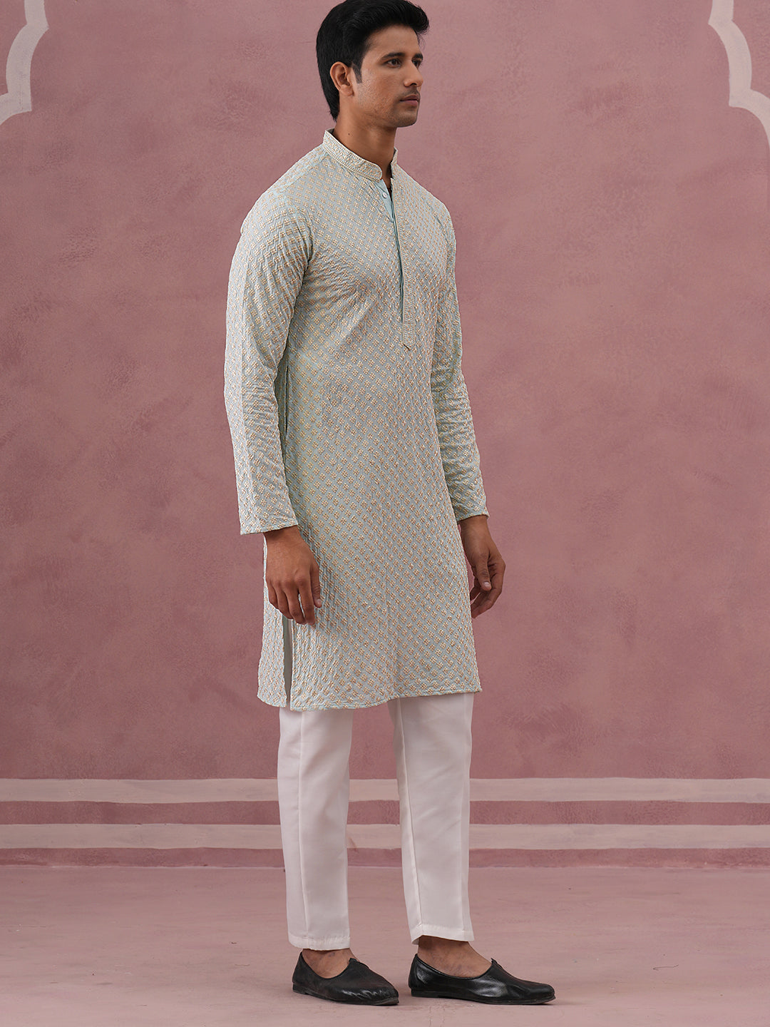 Viscose Rayon Traditional Embroidered Kurta Pyjama