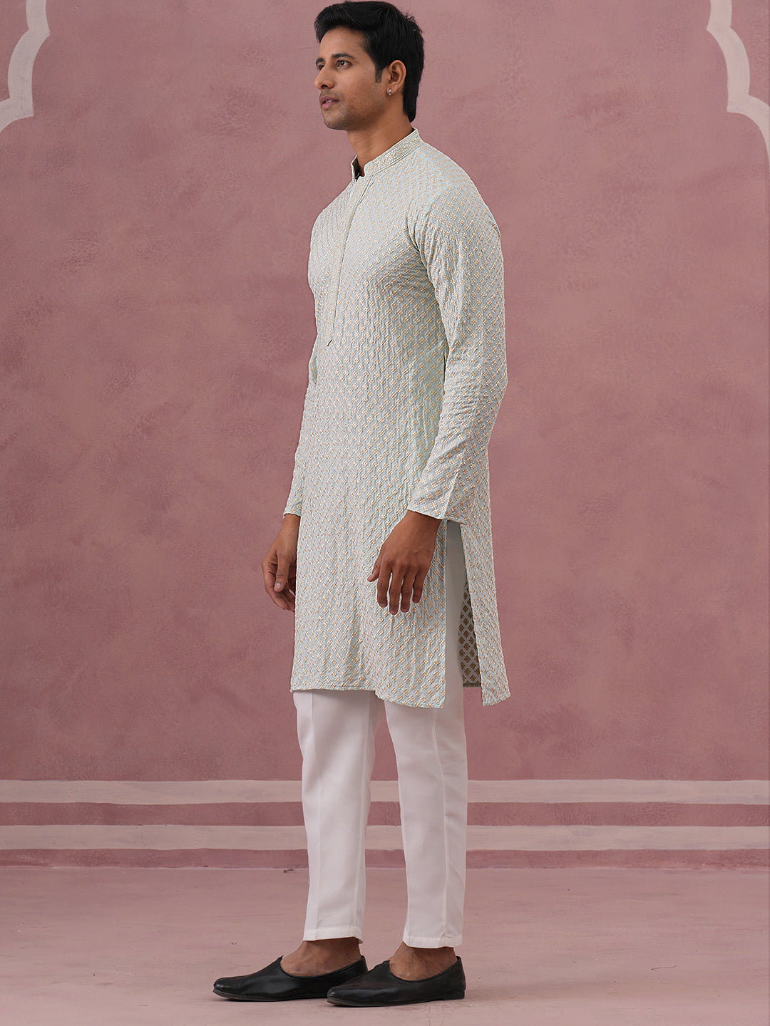 Viscose Rayon Traditional Embroidered Kurta Pyjama