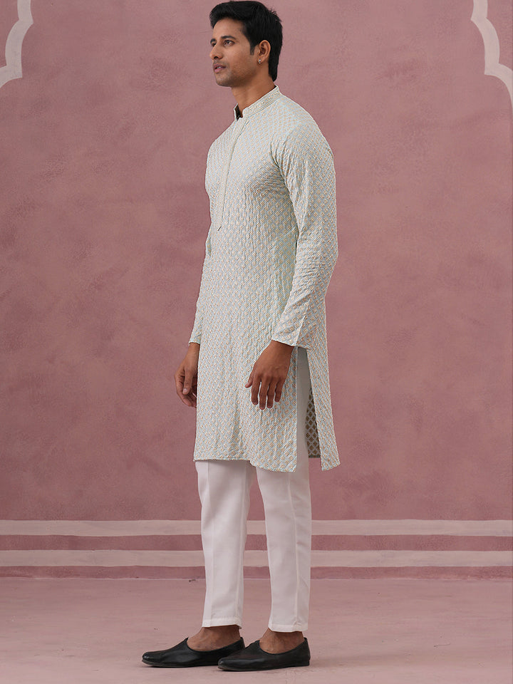 Viscose Rayon Traditional Embroidered Kurta Pyjama