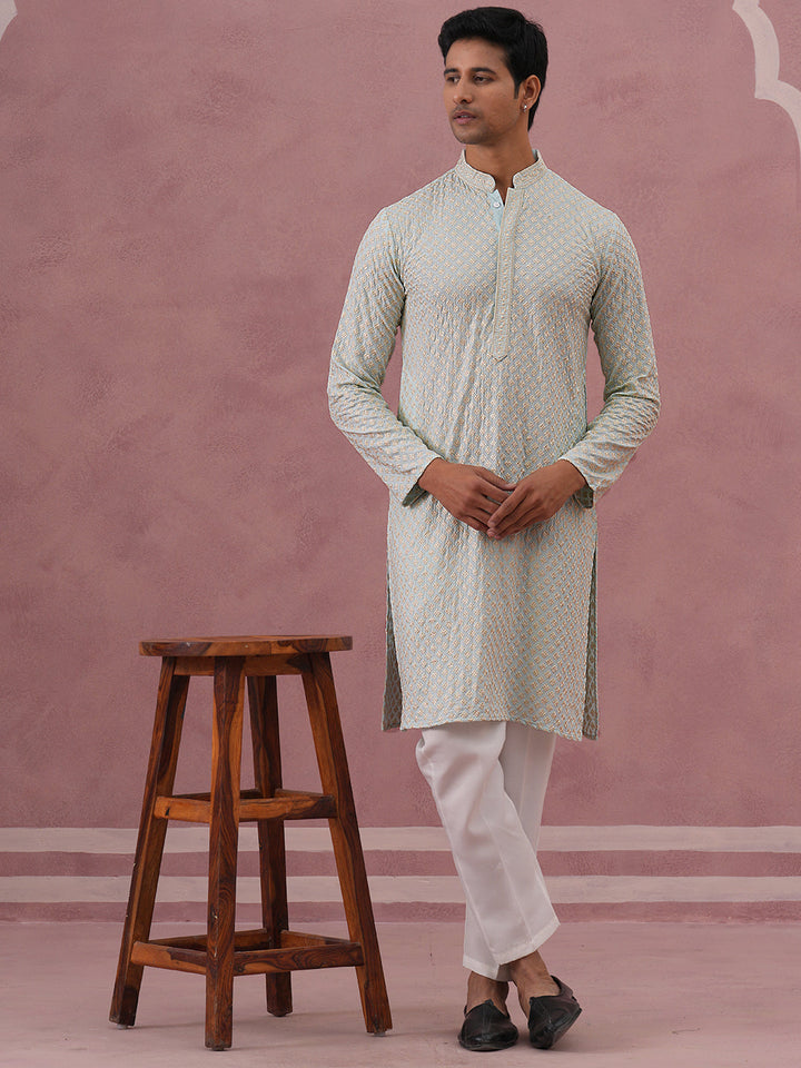 Viscose Rayon Traditional Embroidered Kurta Pyjama