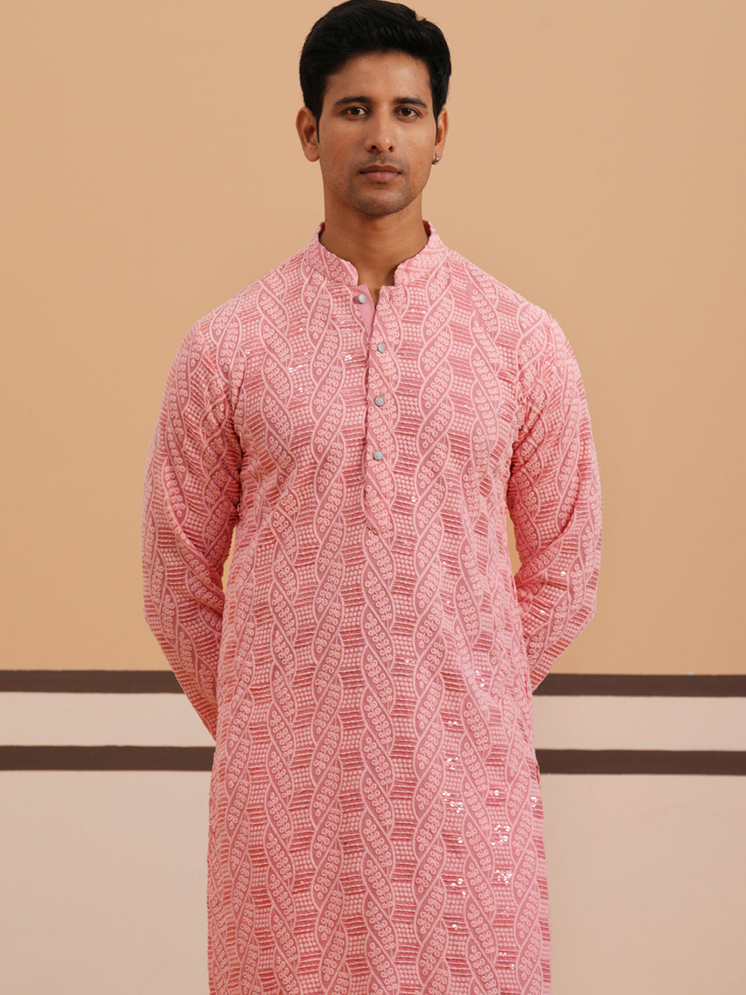 Sequin-Embellished Rayon Embroidered Kurta Pyjama