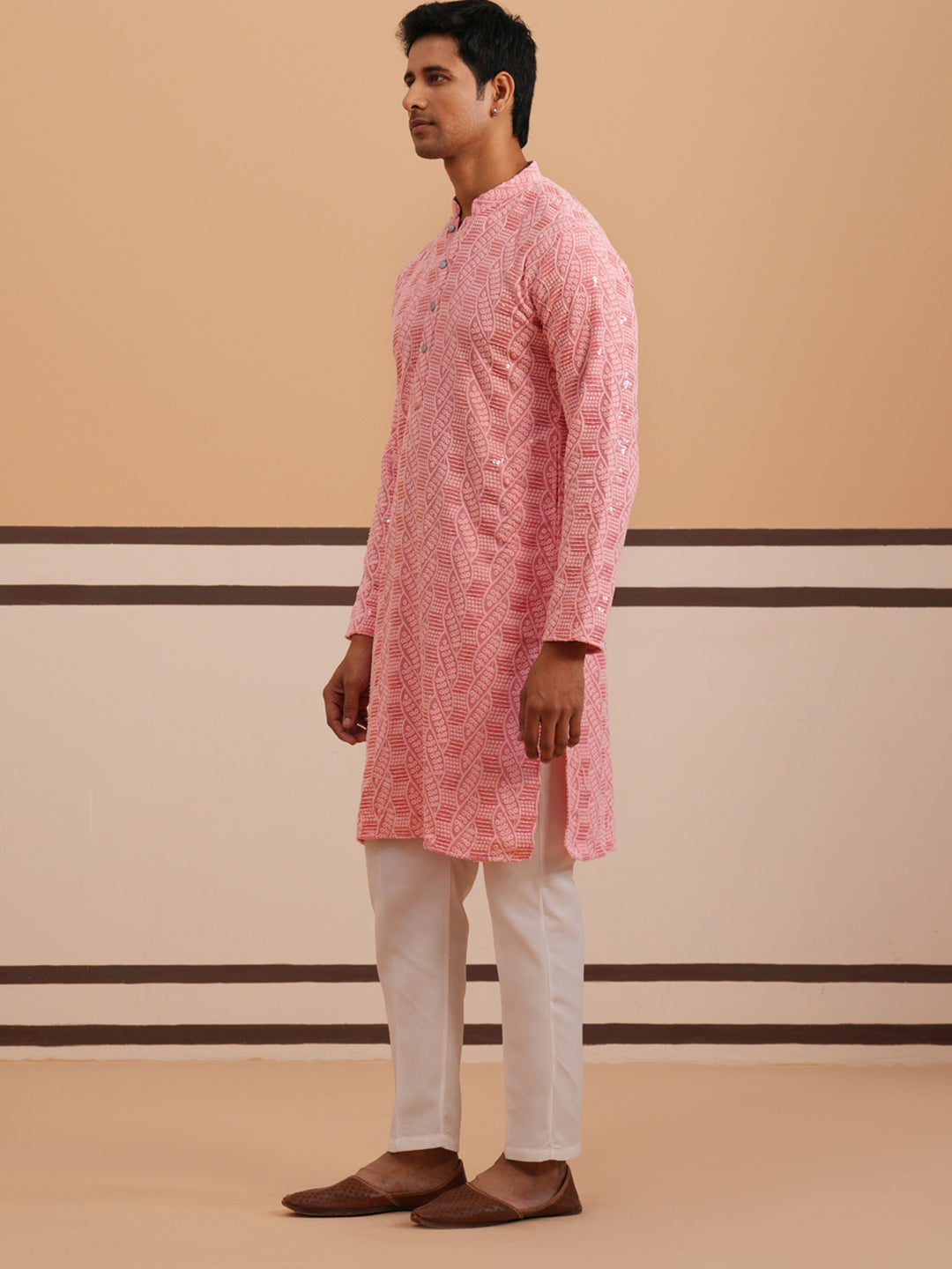 Sequin-Embellished Rayon Embroidered Kurta Pyjama