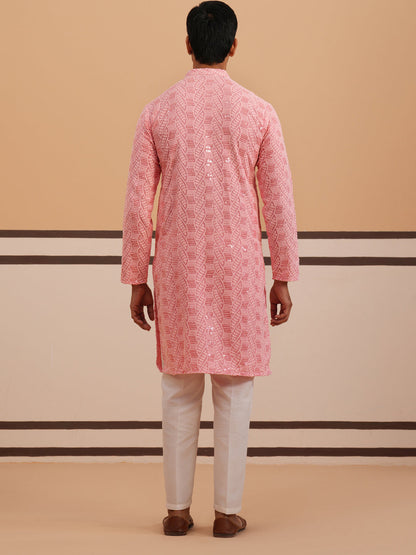Sequin-Embellished Rayon Embroidered Kurta Pyjama