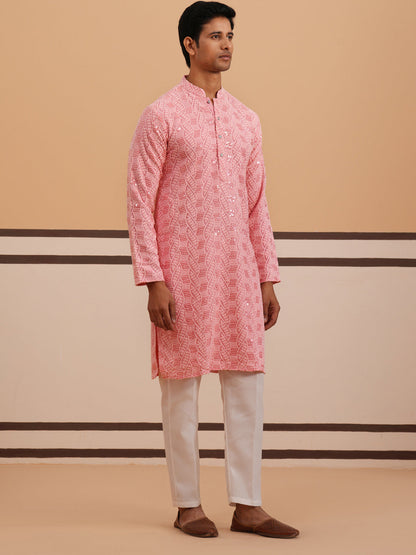 Sequin-Embellished Rayon Embroidered Kurta Pyjama